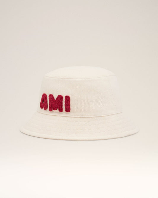 BEIGE COTTON AMI PATCH BUCKET HAT - B30sneakers