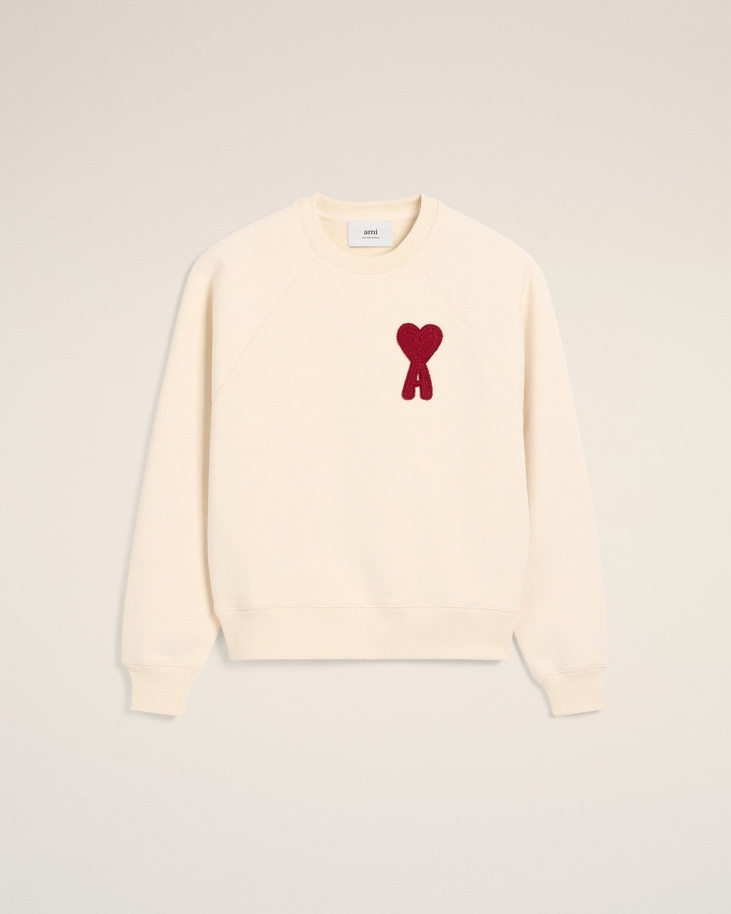 BEIGE COTTON AMI PATCH SWEATSHIRT - B30sneakers