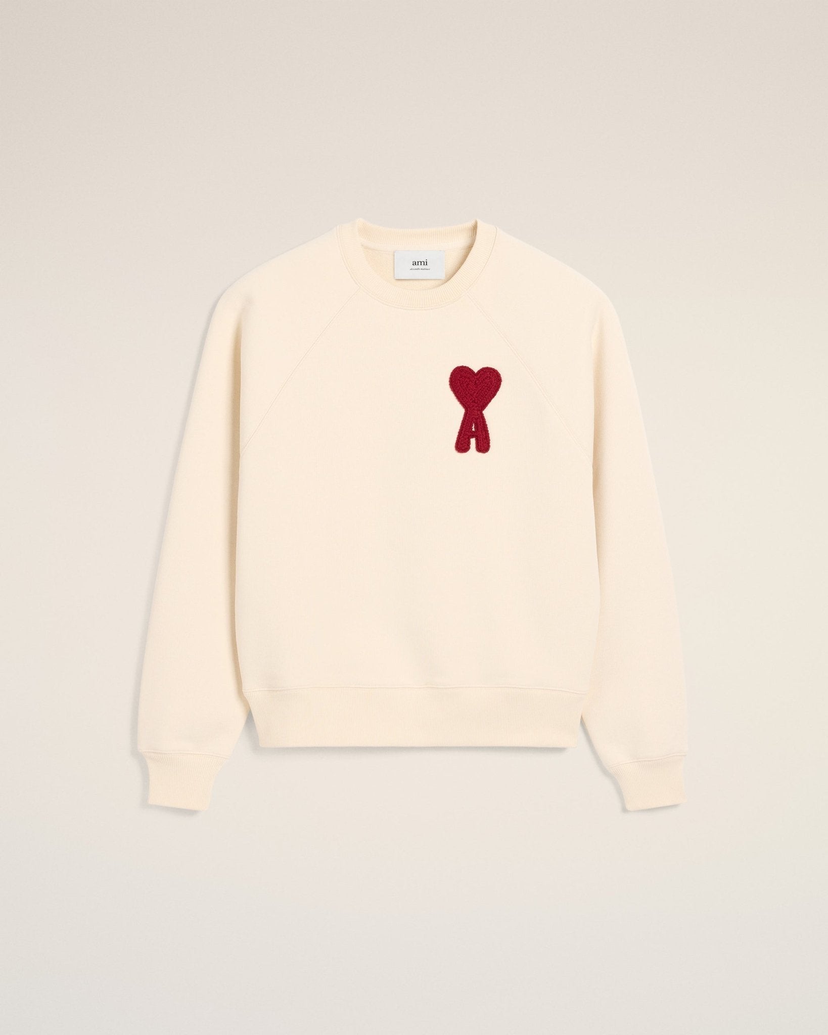 BEIGE COTTON AMI PATCH SWEATSHIRT - B30sneakers