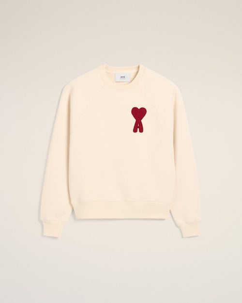 BEIGE COTTON AMI PATCH SWEATSHIRT - B30sneakers