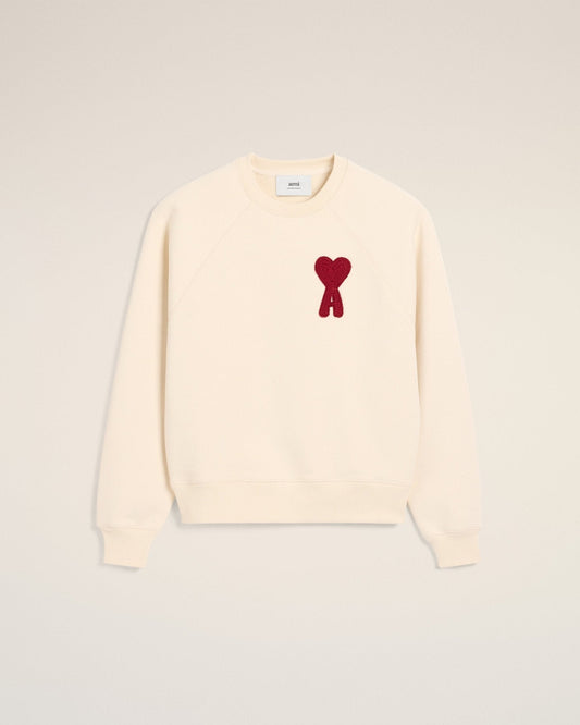 BEIGE COTTON AMI PATCH SWEATSHIRT - B30sneakers