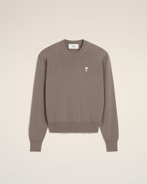 BEIGE WOOL AMI CREW NECK SWEATER - B30sneakers