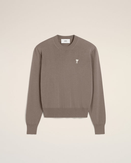 BEIGE WOOL AMI CREW NECK SWEATER - B30sneakers