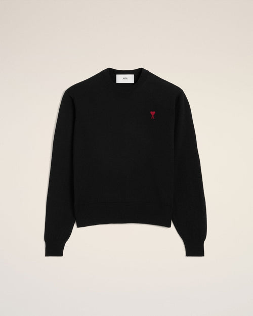 BLACK WOOL AMI CREW NECK SWEATER - B30sneakers