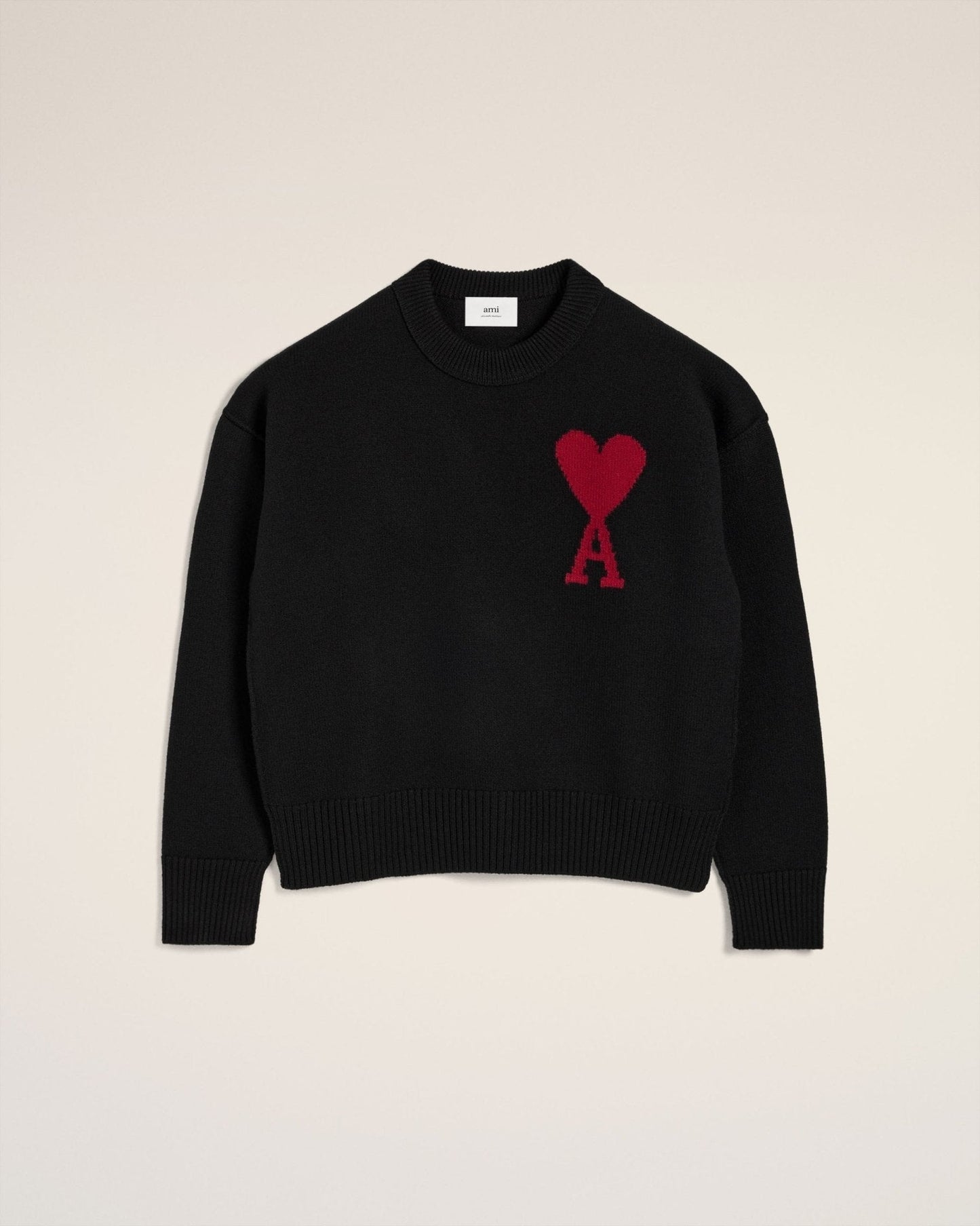 BLACK WOOL AMI SWEATER - B30sneakers