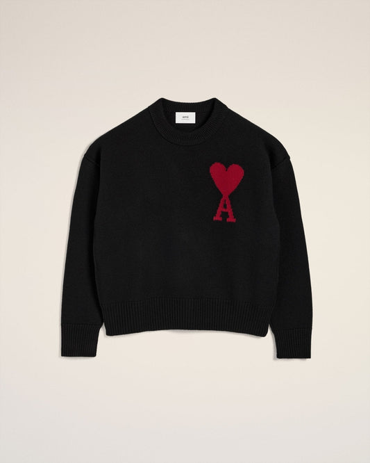 BLACK WOOL AMI SWEATER - B30sneakers
