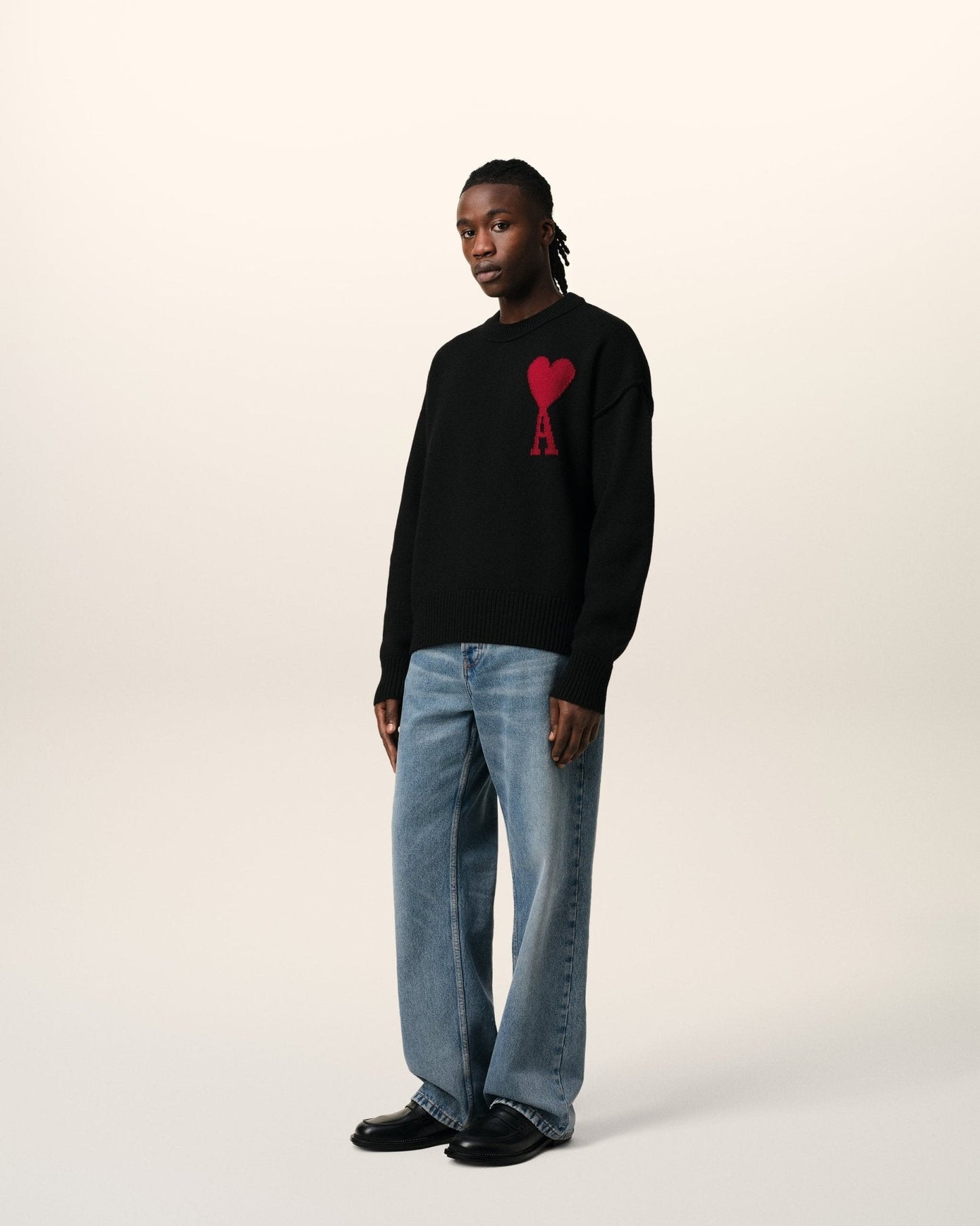 BLACK WOOL AMI SWEATER - B30sneakers