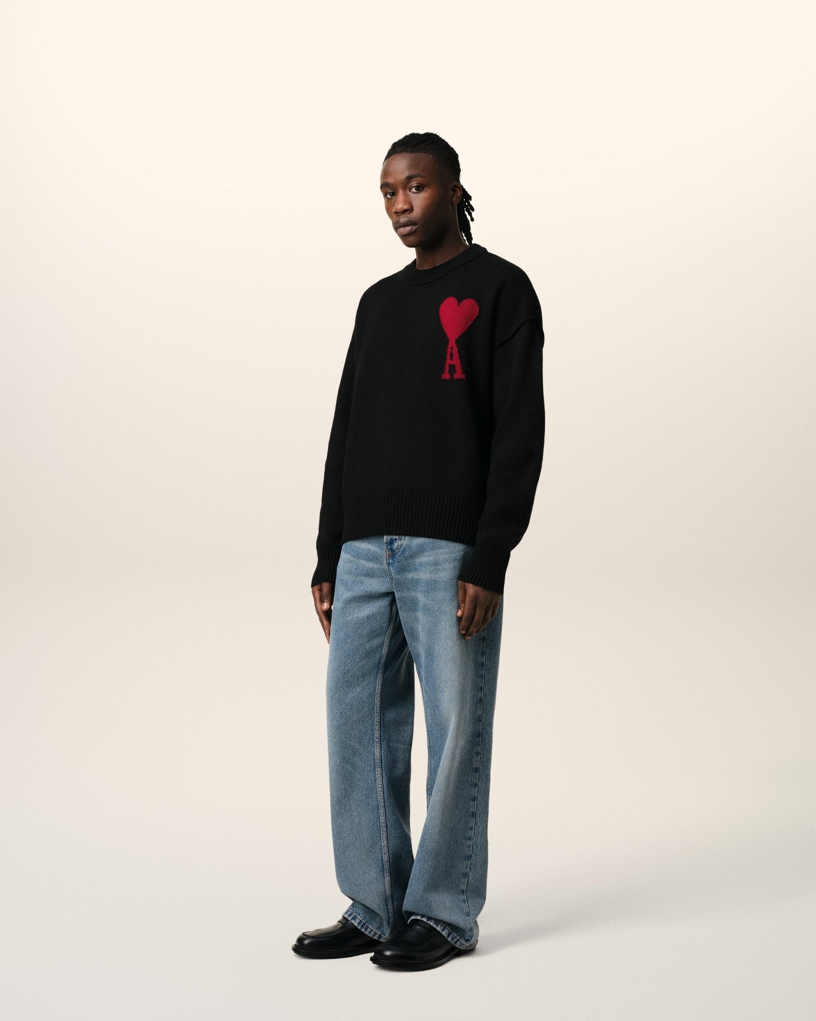 BLACK WOOL AMI SWEATER - B30sneakers