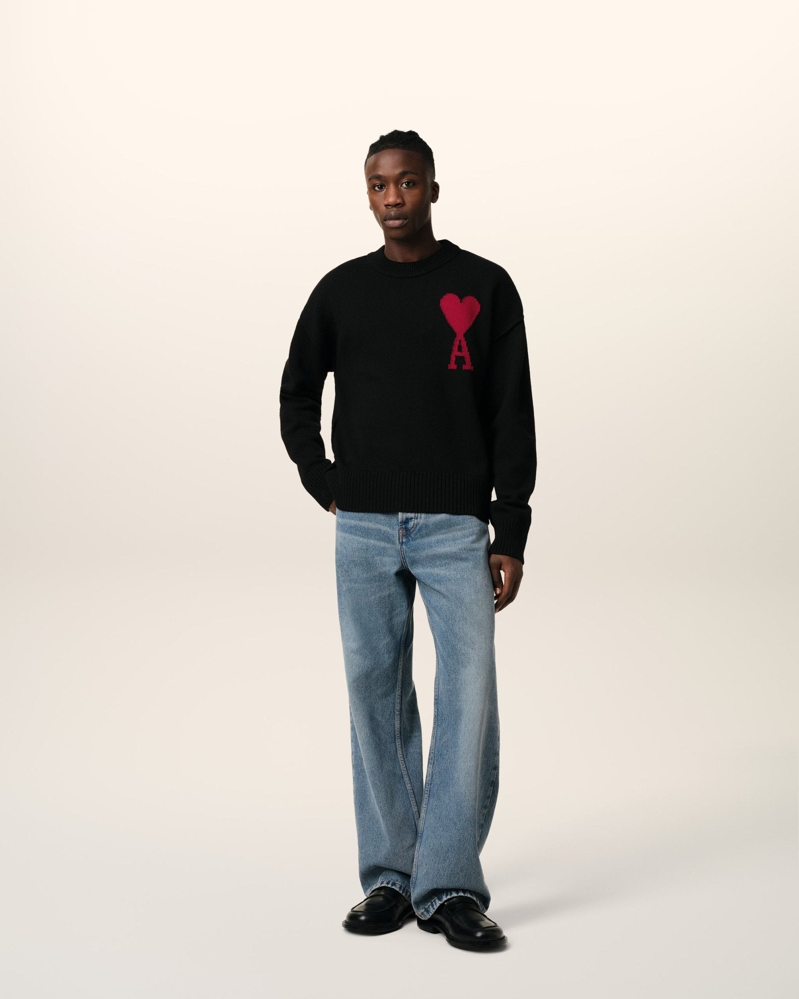BLACK WOOL AMI SWEATER - B30sneakers