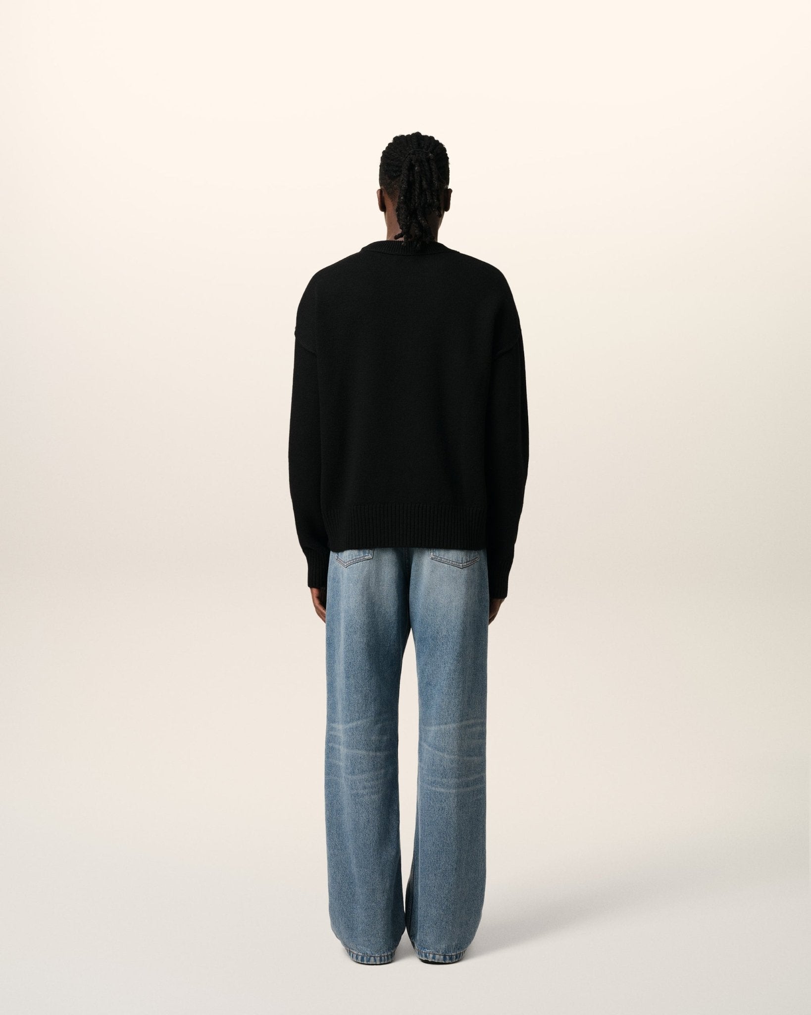 BLACK WOOL AMI SWEATER - B30sneakers
