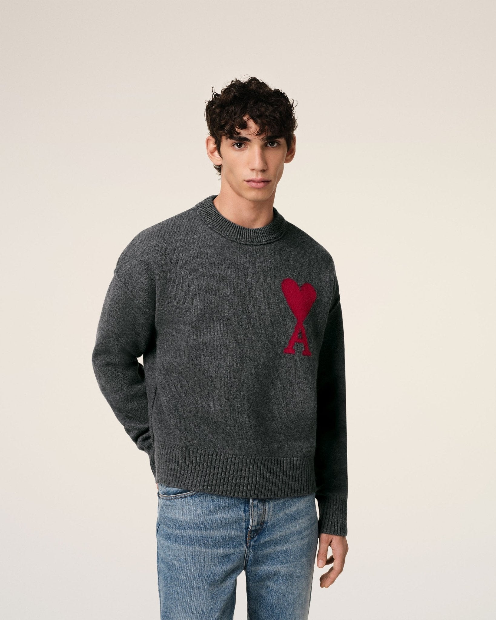GREY WOOL AMI SWEATER - B30sneakers