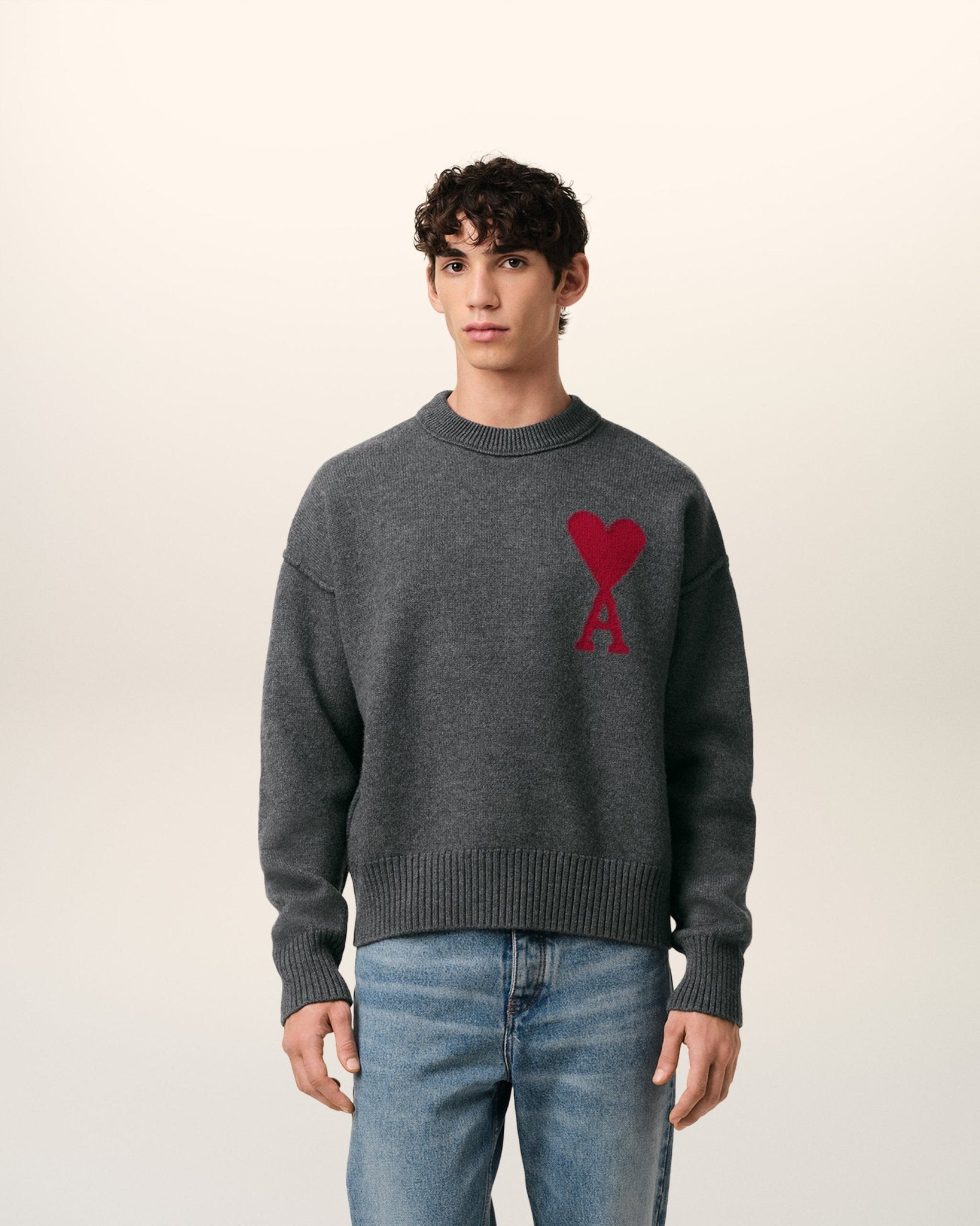 GREY WOOL AMI SWEATER - B30sneakers