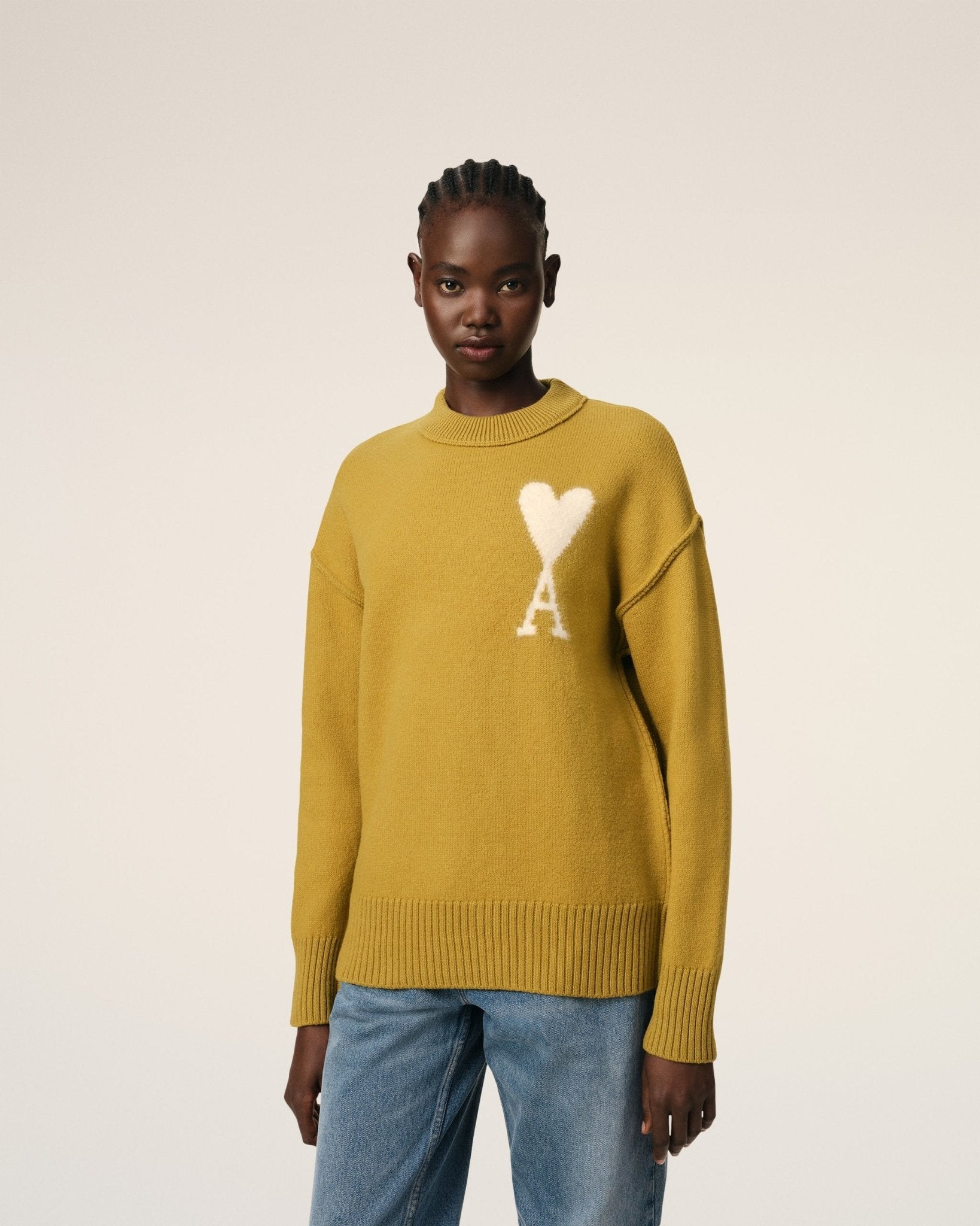 MUSTARD WOOL AMI SWEATER - B30sneakers