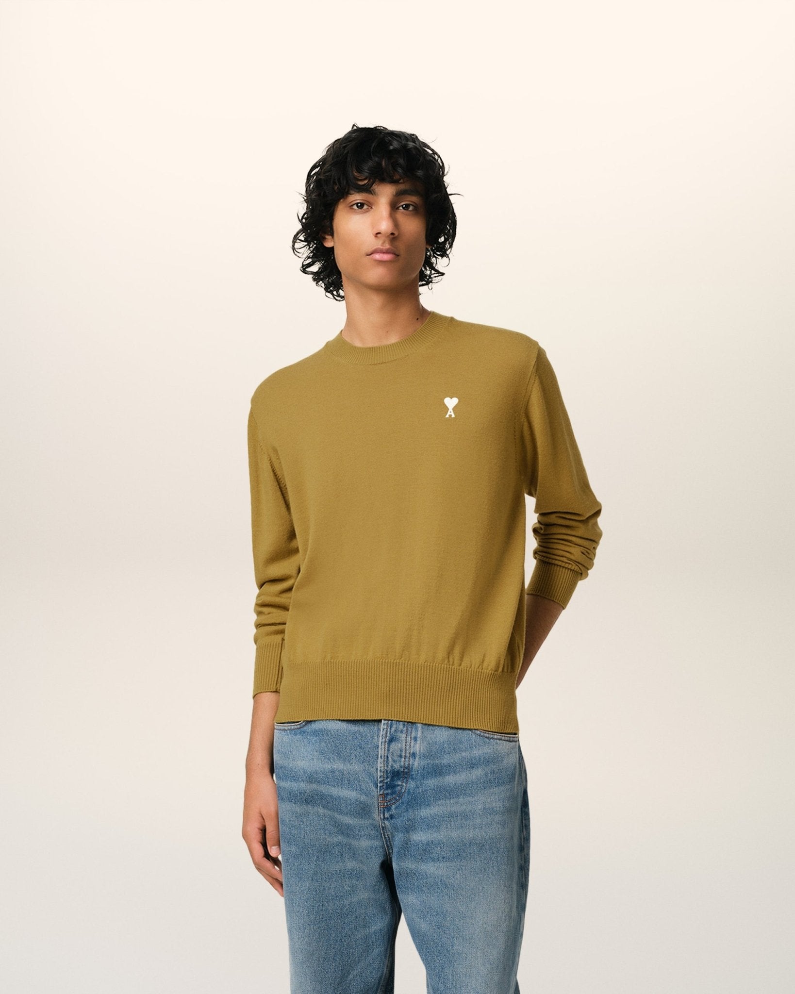 MUSTARD WOOL CREW NECK SWEATER - B30sneakers