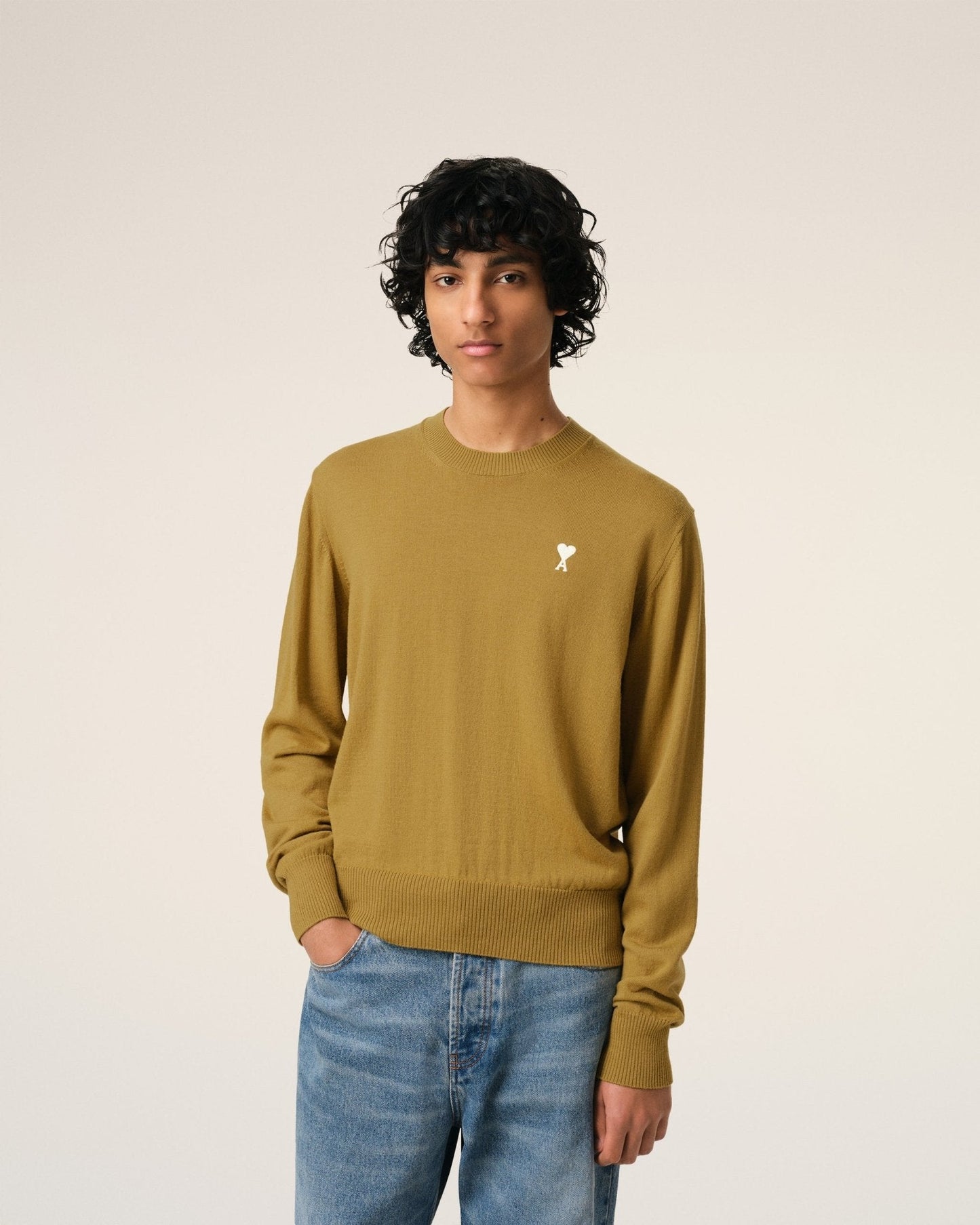 MUSTARD WOOL CREW NECK SWEATER - B30sneakers