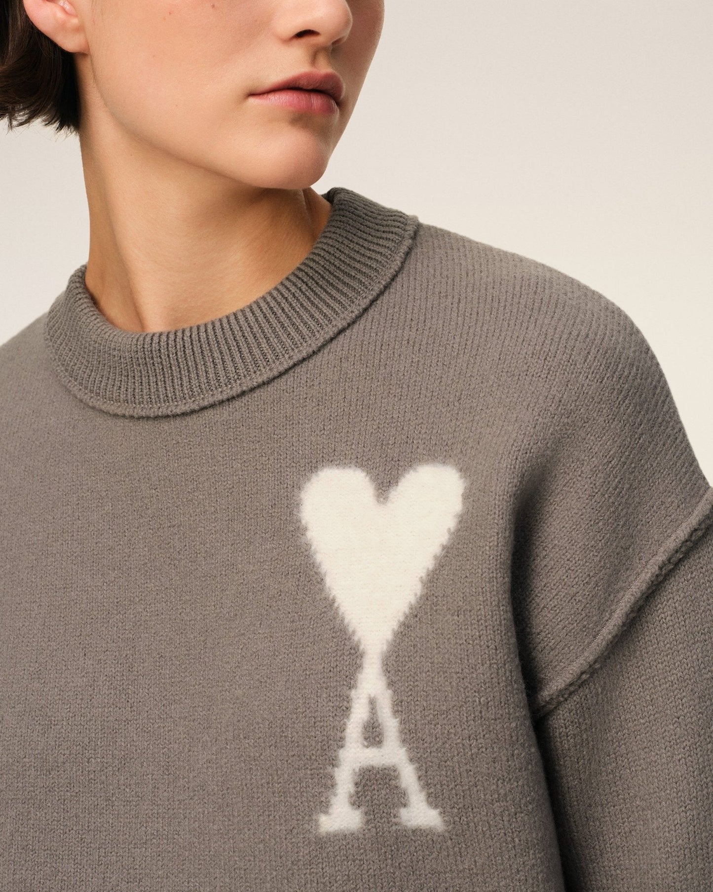 TAUPE WOOL AMI SWEATER - B30sneakers