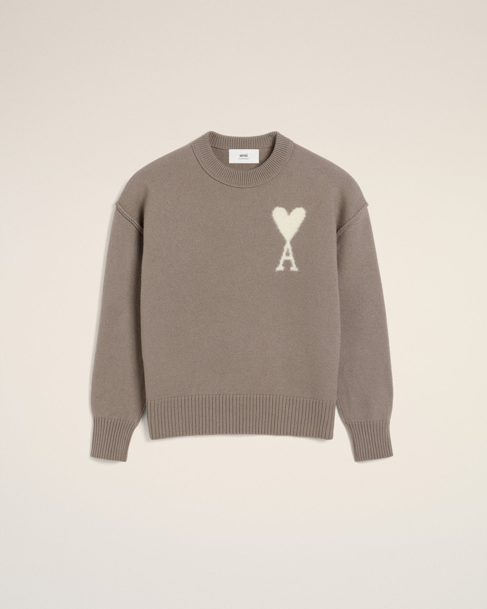 TAUPE WOOL AMI SWEATER - B30sneakers