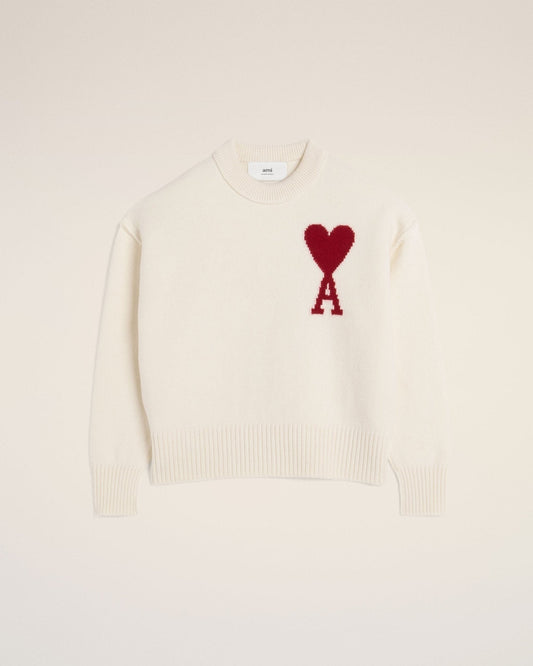 WHITE WOOL AMI SWEATER - B30sneakers