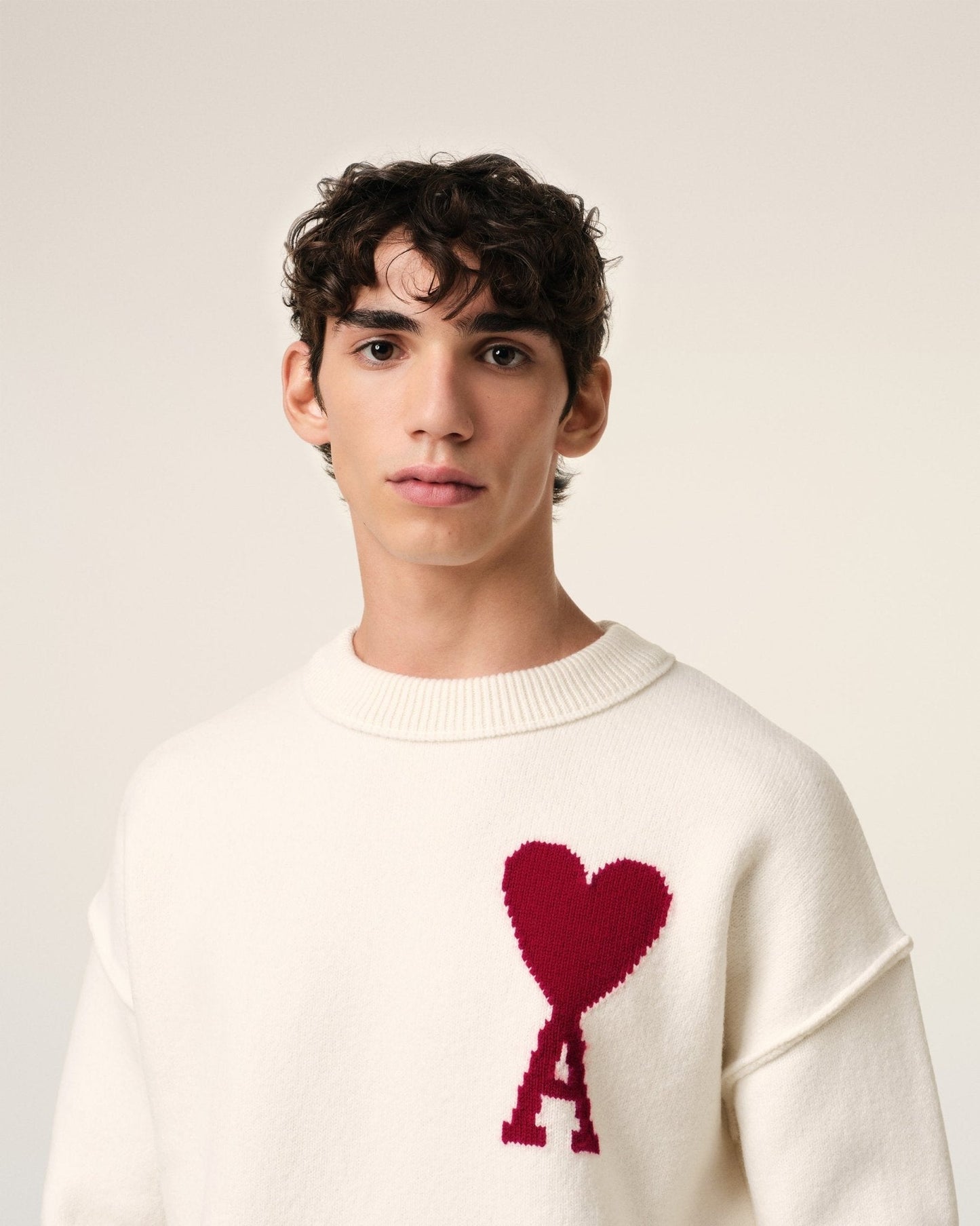 WHITE WOOL AMI SWEATER - B30sneakers