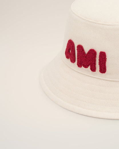 BEIGE COTTON AMI PATCH BUCKET HAT - B30sneakers