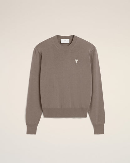 BEIGE WOOL AMI CREW NECK SWEATER - B30sneakers