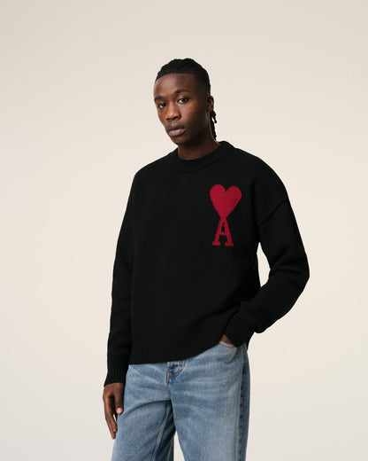 BLACK WOOL AMI SWEATER - B30sneakers