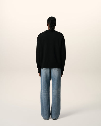BLACK WOOL AMI SWEATER - B30sneakers